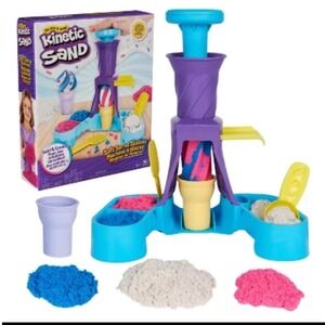 Kinetic Sand Soft Serve Station Art Machine Ice Cream Cones Swirl Create Fun Toy
